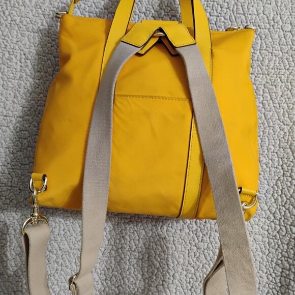 HENRI BENDEL Jetsetter Yellow Nylon Convertible Backpack/ Crossbody Bag - Picture 6 of 13